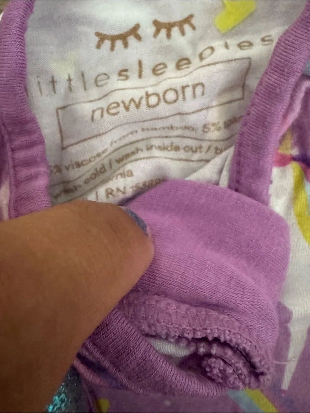 Little Sleepies Lavender Unicorn Footed One-Piece